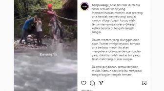 Viral Pria Diusili Temannya, Dicelupkan ke Air Berkali-kali saat Seberangi Sungai Pakai Tali