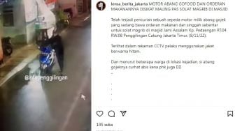 Kebangetan, Maling Gasak Motor Ojol Lengkap dengan Orderannya Saat Korban Lagi Salat Maghrib