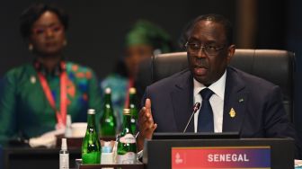 Presiden Senegal Macky Sall menyampaikan pandangannya pada pembukaan KTT G20 di Nusa Dua, Bali, Selasa (15/11/2022). [ANTARA FOTO/Media Center G20 Indonesia/Prasetyo Utomo/nym].