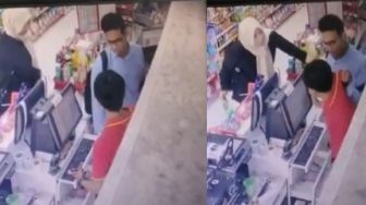 Cemburu Buta dan Sok Jago! Pria Terekam CCTV Nyaris Jotos Kasir Minimarket Gegara Pacarnya Diajak Ngobrol