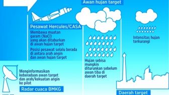 BNPB Semprot 70 Ribu Liter Water Mist Spraying Pakai Pesawat di Langit Jakarta dalam Sepekan