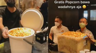 Viral Nonton Bioskop Gratis Popcorn Unlimited, Tinggal Tenteng Wadah dari Rumah, Warganet: Sopan Ga Bawa Toren Pinguin?