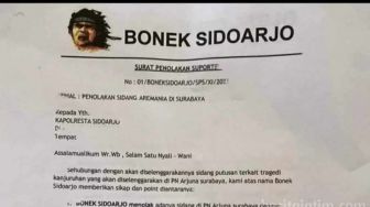 Beredar Surat Penolakan Bonek Sidoarjo Kasus Tragedi Kanjuruhan Disidang di PN Surabaya