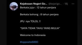 Akun Twitter Kejaksaan Negeri Gowa Diretas: Berkata Jujur 12 Tahun, Berkata Bohong 8 Tahun