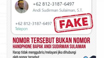 Waspada! Penipu Mengaku Gubernur Sulawesi Selatan Andi Sudirman