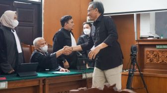 Terdakwa Agus Nurpatria menjalani sidang putusan atau vonis soal perintangan penyidikan atas kematian Brigadir Nofriansyah Yosua Hutabarat di Pengadilan Negeri Jakarta Selatan, Senin (27/2/2023). [Suara.com/Alfian Winanto]
