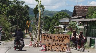 Protes Jalan Rusak Tak Diperbaiki Pemerintah, Warga Tulungagung Tanami Pohon Pisang di Tengah Jalan