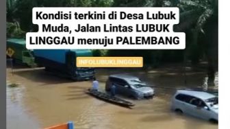 Terendam Banjir, Jalan Lintas Lubuklinggau-Palembang Macet Panjang Pagi Ini