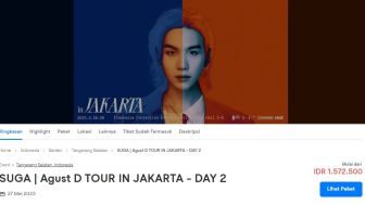 Day 1 HABIS! Link Tiket Konser SUGA BTS Day 1-3 di Tiket.com Mulai Rp 1,5 Jutaan