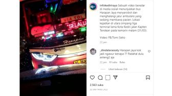 Viral Bus Harapan Jaya Lawan Arah Halangi Ambulans Membawa Pasien di Kediri