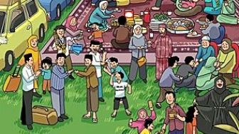 Kocaknya Kartu Idul Fitri Jokowi: Ada Bus Rute Paris-Jogja hingga Pria Berbaju Gorden
