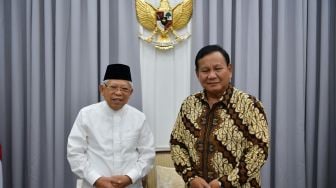 Momen Wapres Maruf Amin Berlebaran dengan Menhan Prabowo