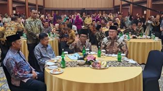 Mahfud MD, Jusuf Kalla dan Wiranto Semeja di Halal Biihalal ICMI