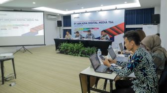 Suasana jalannya Rapat Umum Pemegang Saham (RUPS)  PT Arkadia Digital Media Tbk, di Jambuluwuk Thamrin Hotel, Jakarta, Jumat (23/6/2022). [Suara.com/Alfian Winanto]