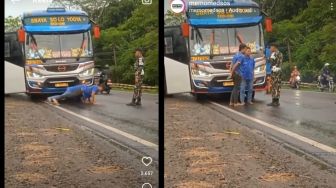 Diduga Ugal-ugalan di Jalan, Sopir Bus Dihukum Push Up dan Squat oleh Anggota TNI