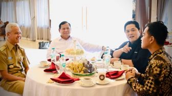 Prabowo Subianto, Ganjar Pranowo hingga Erick Thohir Ngobrol Satu Meja di Bandara Adi Soemarmo, Deal Cawapres 2024?