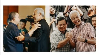 Viral Foto Ganjar Pranowo Bertemu Prabowo dan Anies, Netizen: Siapapun Presidennya, yang Kalah Dapat Jatah