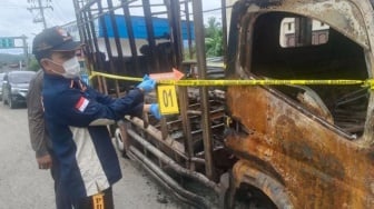 Truk Ekspedisi Terbakar di Jalinsum Padangsidimpuan, Begini Kronologinya