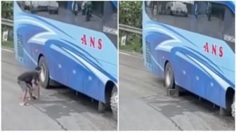 Bus Alami Rem Blong saat di Jalan Turun, Seorang Pria Langsung Beraksi Selamatkan Penumpang