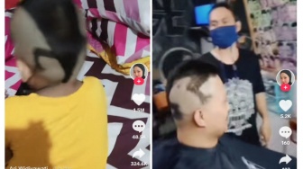 Anak Diasuh Bapaknya, Alhasil Kompak Potong Rambut Model Tokek