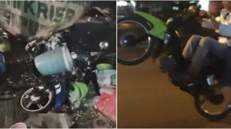 Warung Rusak Gegara Ditabrak Remaja yang Gagal Freestyle Motor di Makassar, Publik Auto Geram
