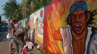 Cegah Vandalisme, Dinding Ajenrem di Jalan Ahmad Yani Dilukis Grafiti Nasionalisme