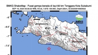 Gempa M 3,8 Guncang Kota Sukabumi!