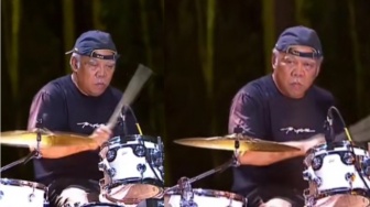 Ngakak! Stik Drum Menteri PUPR Basuki Patah saat Jadi Drummer Band Gigi