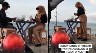 Viral Sejoli Duduk Berduaan di Pinggir Pantai Kena Tegur, Endingnya Diusir