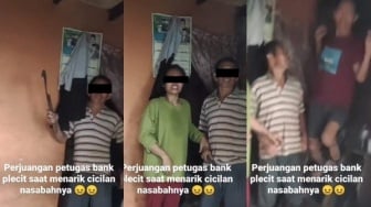 Ditonton 1 Juta Kali, Video Pria Ngamuk Mau Bacok Debt Collector, Ending Aksi Anak Bikin Ngakak: Beban Kesiangan