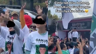 Viral Emak-emak Pakai Baju Ganjar Pranowo, Malah Antusias Saat Melihat Anies Baswedan: Cinta Memang Tak Bisa Bohong