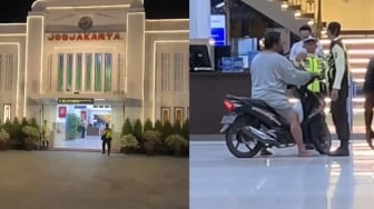 Viral! Pengendara Motor Masuk Stasiun Tugu Yogyakarta