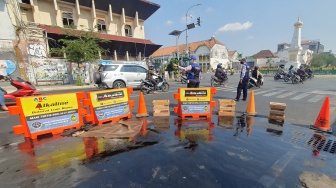 Cairan Limbah di Tugu Jogja Meluap Lagi, Bakal Dicek Rutin Tiga Hari Sekali