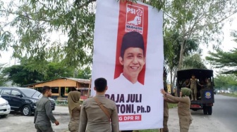 Poster dan Baliho Caleg di Pekanbaru Dicopot, Salah Satunya Bergambar Politisi PSI