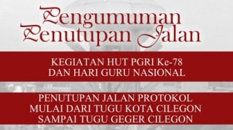 Pengumuman! Jalan Protokol Depan Pemkot Cilegon Malam Ini Ditutup