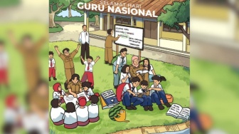 Poster Jokowi Hari Guru Bikin Salfok: Kejar Cita-Cita Bukan yang Gak Cinta