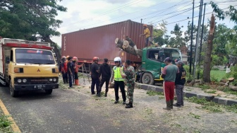 Truk Kontainer Nyangkut Pohon, Jalur Ringroad Selatan Macet