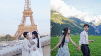 Tak Kalah dari Gwen Ashley-Ryan Harris, Pengantin TikToker Purwodadi Prewed di Paris hingga Swiss