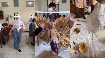 Viral Siswa SMA Rancang Dress dari Koran, Hasilnya Bikin Sungkem: Mirip The Hunger Games