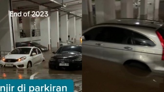 Detik-detik Puluhan Mobil Terendam Banjir di Basement Apartemen Serpong Garden