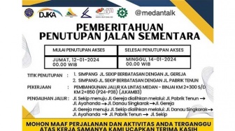 Jalan Sekip Medan Ditutup Sementara Mulai Jam 00.00 WIB