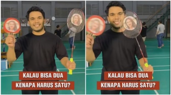 Bucin Banget! Thariq Halilintar Tempel Wajah Aaliyah Massaid di Raket Tenis dan Badminton