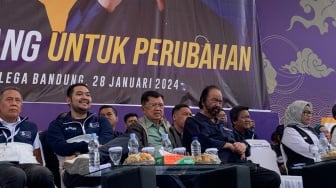 Didampingi Surya Paloh dan JK, Anies Hadiri Kampanye Akbar NasDem di Bandung