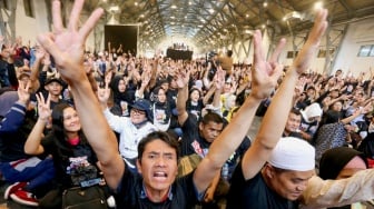 Suasana acara Temu Kangen Disabilitas Bersama Ganjar Pranowo di Pos Bloc, Jakarta, Minggu (4/2/2024). [Suara.com/Alfian Winanto]