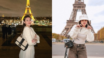 Adu Gaya Aaliyah Massaid dan Fuji Saat Liburan Berfoto di Menara Eiffel: Kekasih Thariq Halilintar Disebut Bak Warlok!