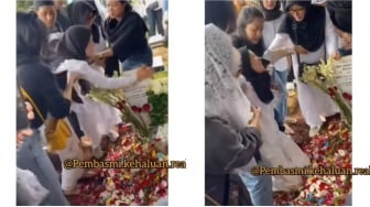 Tangis Pecah Tamara Tyasmara di Pemakaman Dante, Netizen: Dia Tetap Sakit dan Hancur