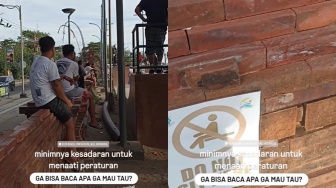 Minim Kesadaran, Masyarakat Duduk di Tembok Area Skatepark Pantai Kuta Meski Sudah Ada Larangan