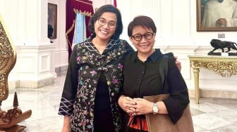 Sri Mulyani Lirik Retno Marsudi Saat Ditanya Program Makan Siang Gratis: Aku Menlu