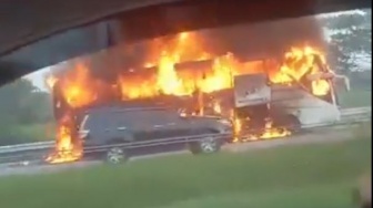 Ini Penyebab Bus Pahala Kencana Terbakar Habis di Tol Jombang