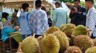 Pelajar SMA Solok Selatan Adu Cepat Buka Durian, Pemenang Dapat Uang